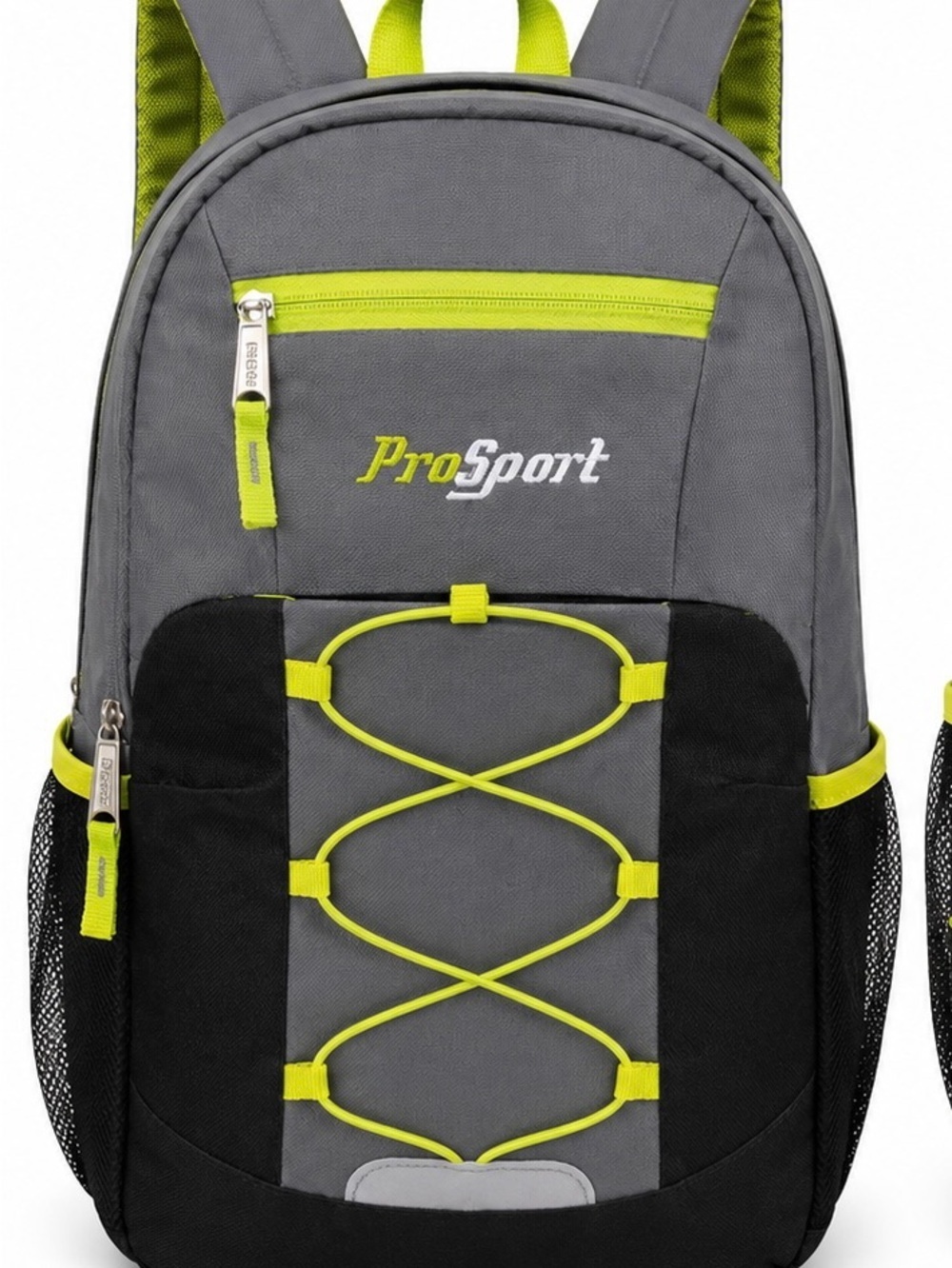ProSport B2497 Gray & Neon Yellow Backpack School Travel Daypack NWT - Picture 2 of 6